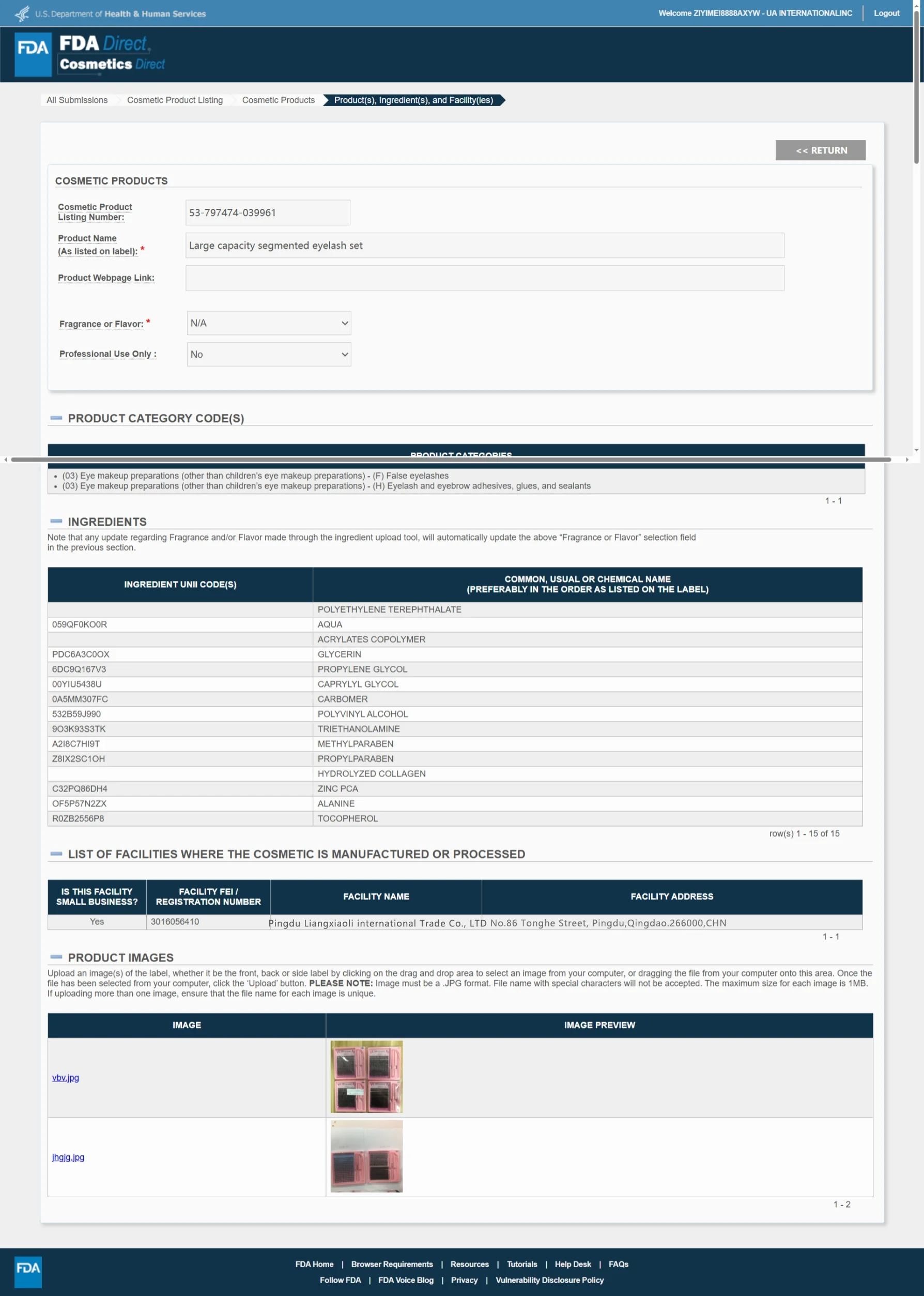FDA Certificate