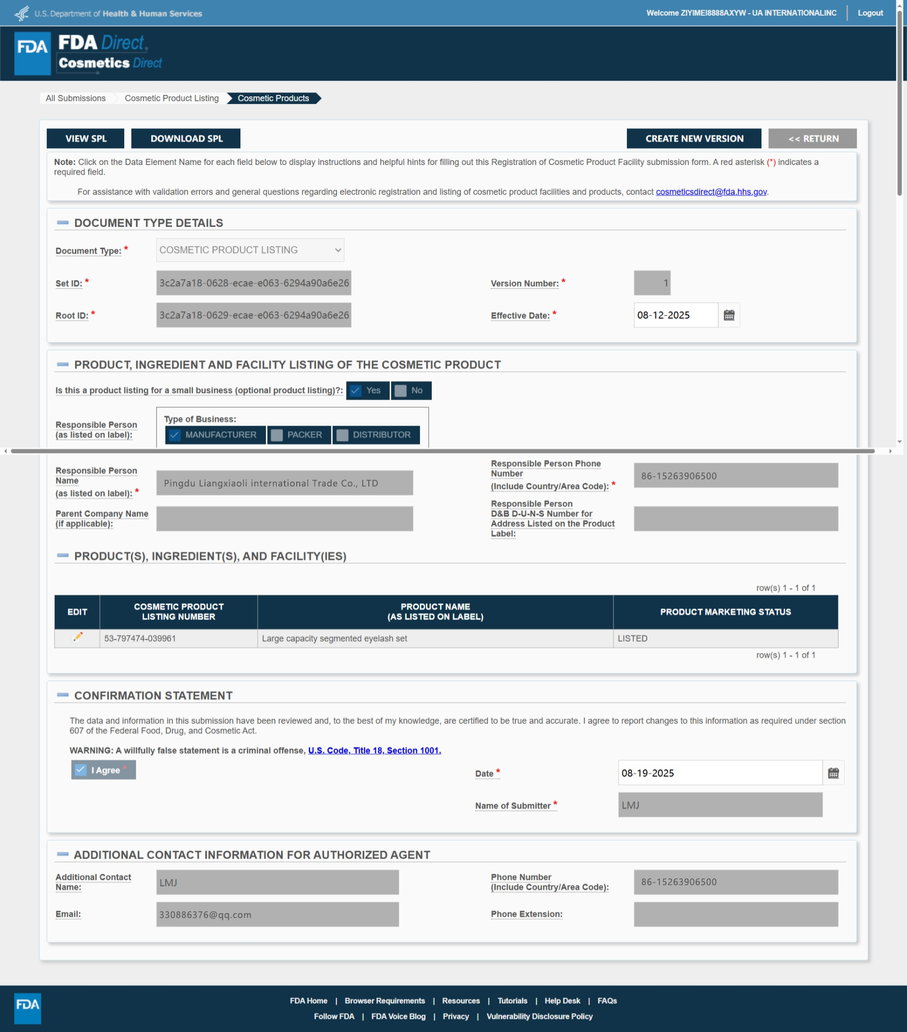 FDA Certificate