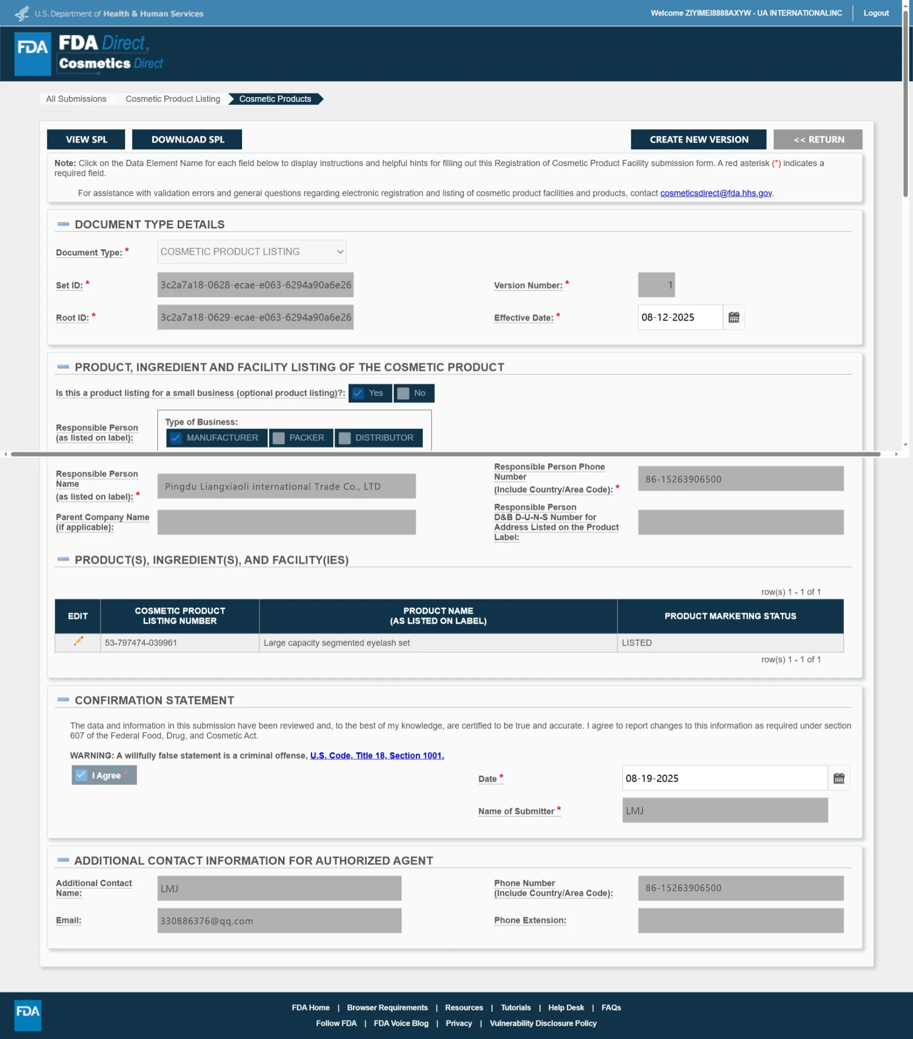 FDA Certificate